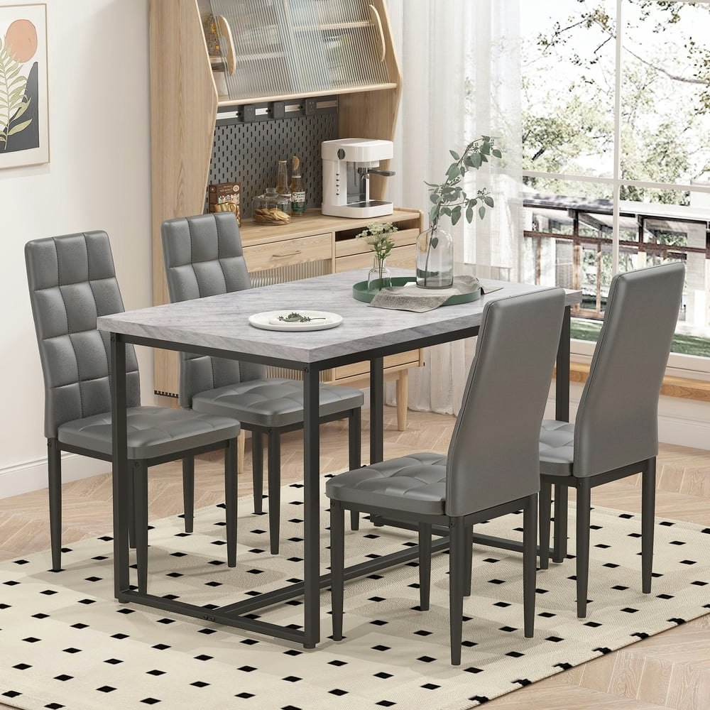 Segmart 5-Piece Dining Table and Upholstered Chair Set: $178.36 Segmart 5-Piece Dining Table and Upholstered Chair Set: $178.36
