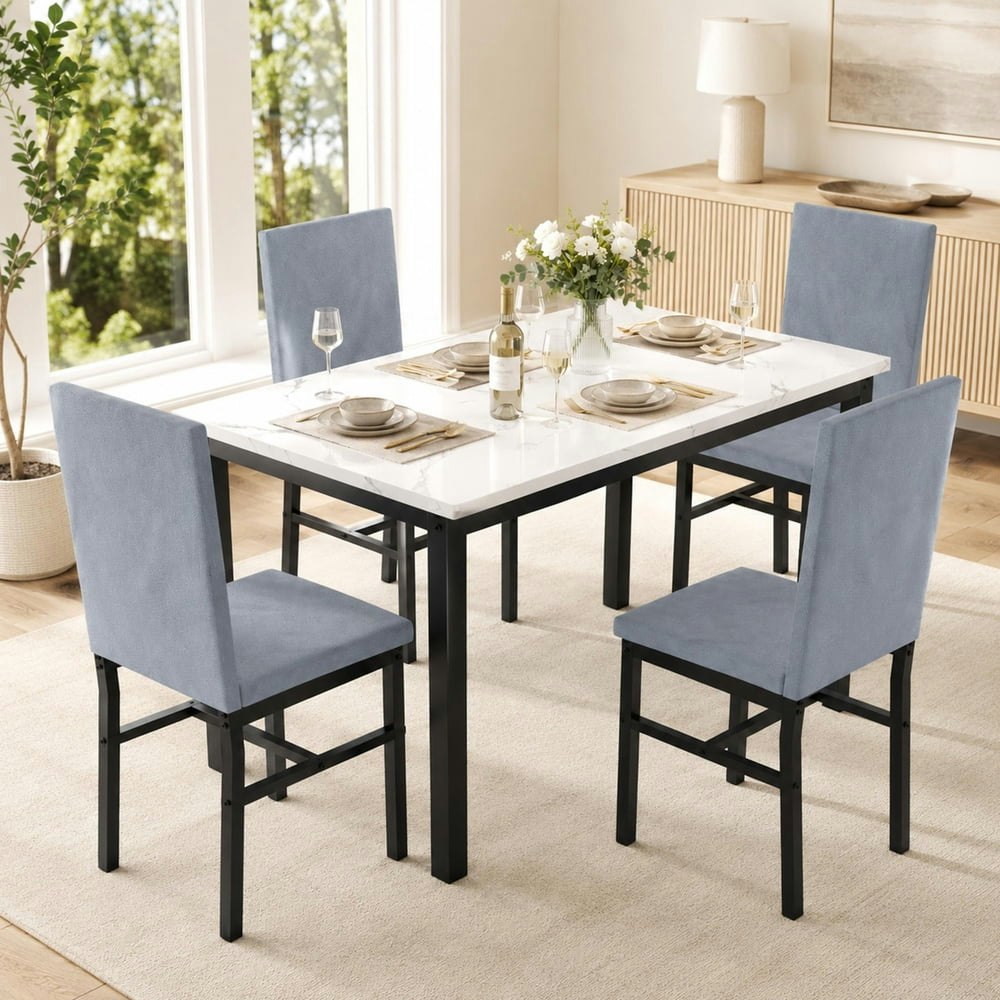 Uhomepro 5-Piece Faux Marble Dining Table Set: $174 Uhomepro 5-Piece Faux Marble Dining Table Set: $174