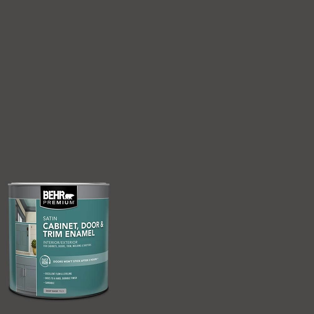 Behr Private Black Satin Cabinet, Door and Trim Paint 1-Quart: $24.98 Behr Private Black Satin Cabinet, Door and Trim Paint 1-Quart: $24.98