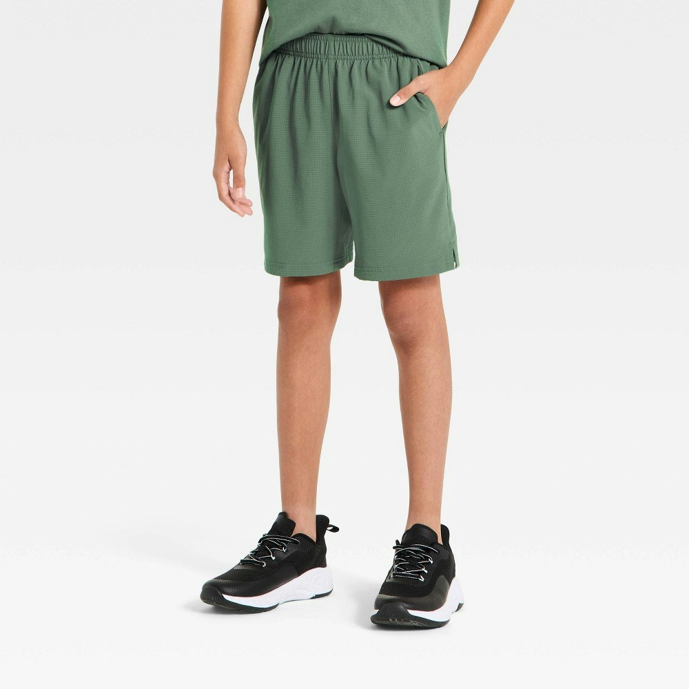 All In Motion Boys' Mid Rise Textured Grid Woven Shorts: $15