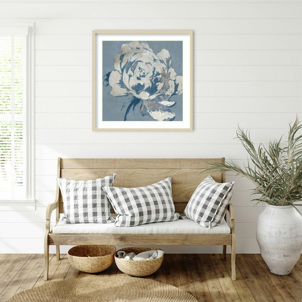 Amanti Art Golden Flower I Blue 33"x33" Wood Framed Wall Art Print: $272.99 Amanti Art Golden Flower I Blue 33"x33" Wood Framed Wall Art Print: $272.99
