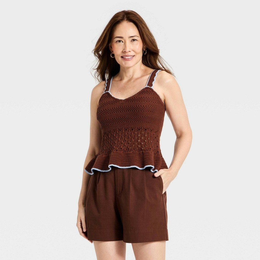 A New Day Women's Openwork Scalloped Trim Sweater Tank Top: $25