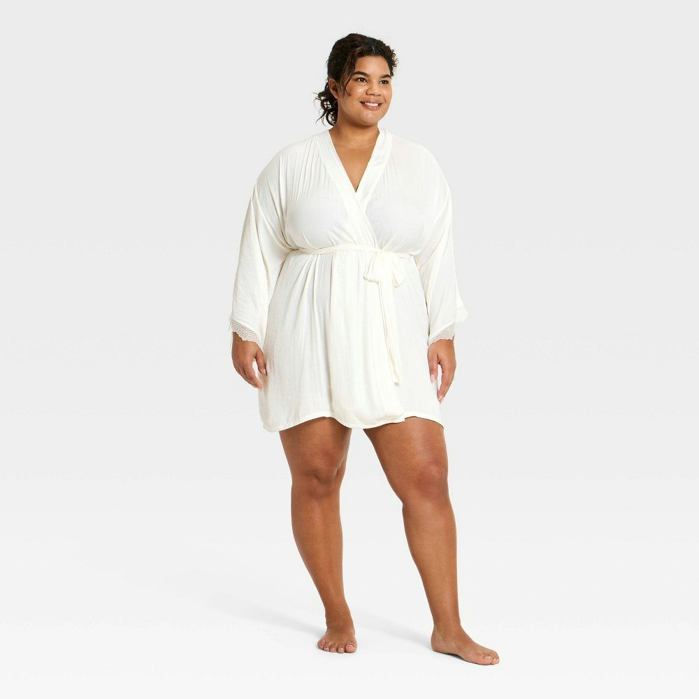 Auden Women's Satin and Lace Short Robe: $35 Auden Women's Satin and Lace Short Robe: $35