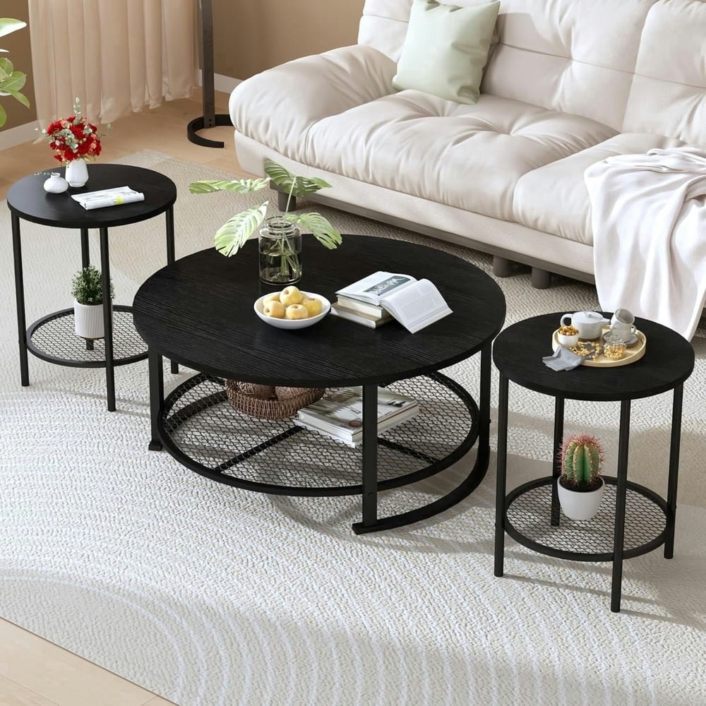 Baxluxe Round Coffee and End Table 3-Piece Set: $116.99 Baxluxe Round Coffee and End Table 3-Piece Set: $116.99