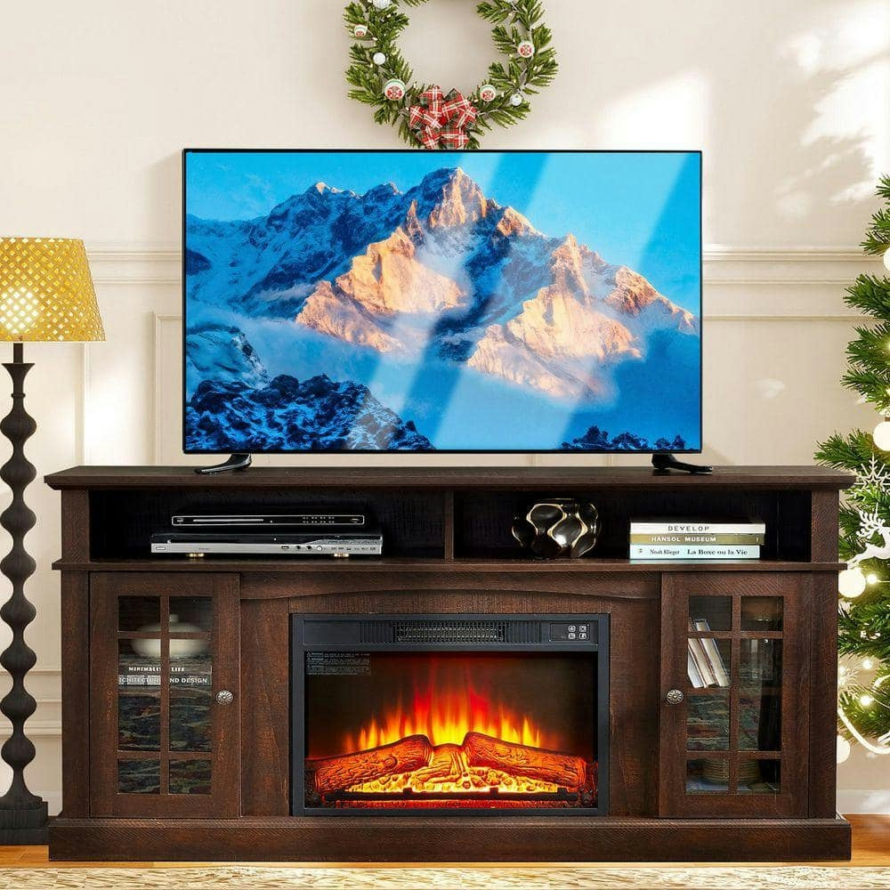58.25-Inch Freestanding Electric Fireplace TV Stand: $379 58.25-Inch Freestanding Electric Fireplace TV Stand: $379