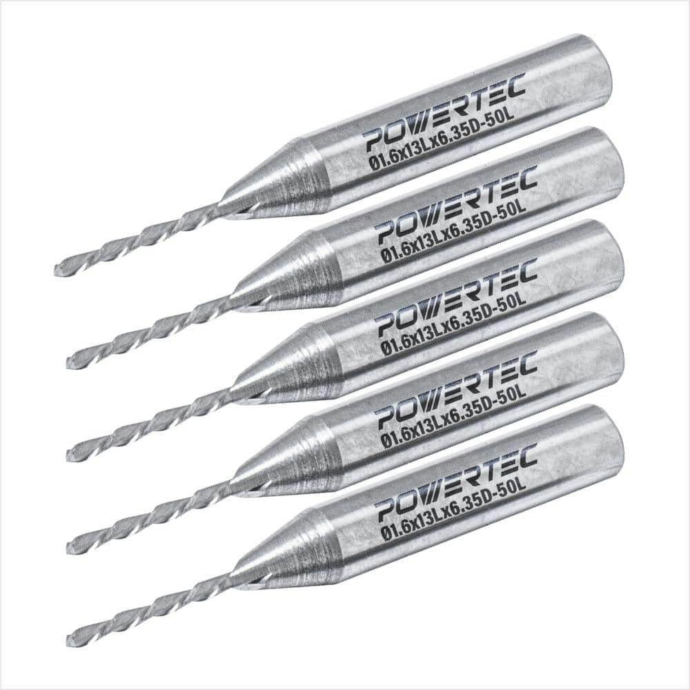 1/16" x 1/4" Shank Down Cut Tungsten Carbide Spiral Router Bit 5-Pack: $81.69