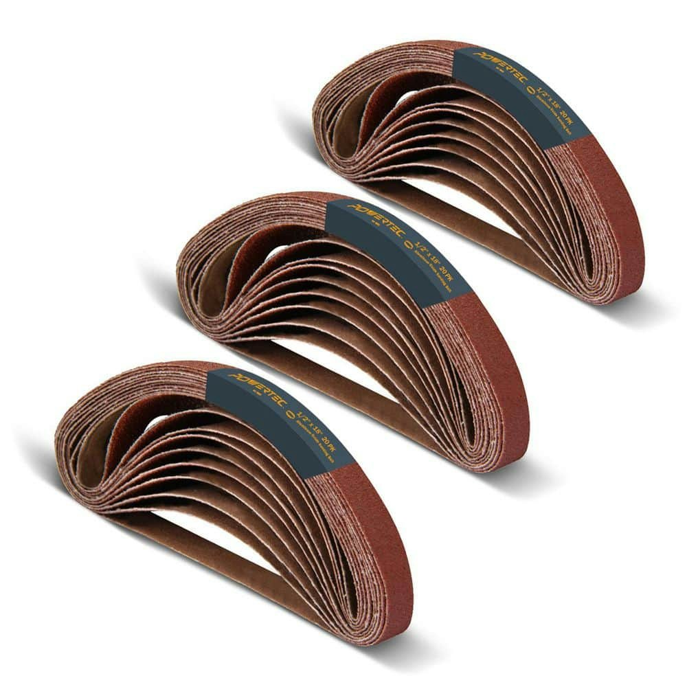 1/2" x 18" Aluminum Oxide Sanding Belts 60-Pack: $30.67