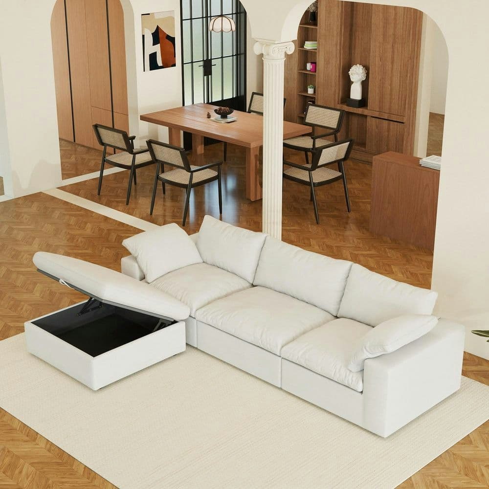 Storage 118-Inch 4-Piece Microfiber Sectional Sofa with Ottoman: $1,098.74