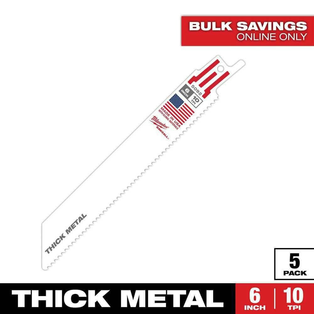 6-Inch 10 TPI Thick Metal Reciprocating Saw Blades 5-Pack: $14.47