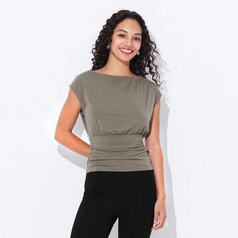 Wild Fable Women's Cap Sleeve Boat Neck Banded Top: $20