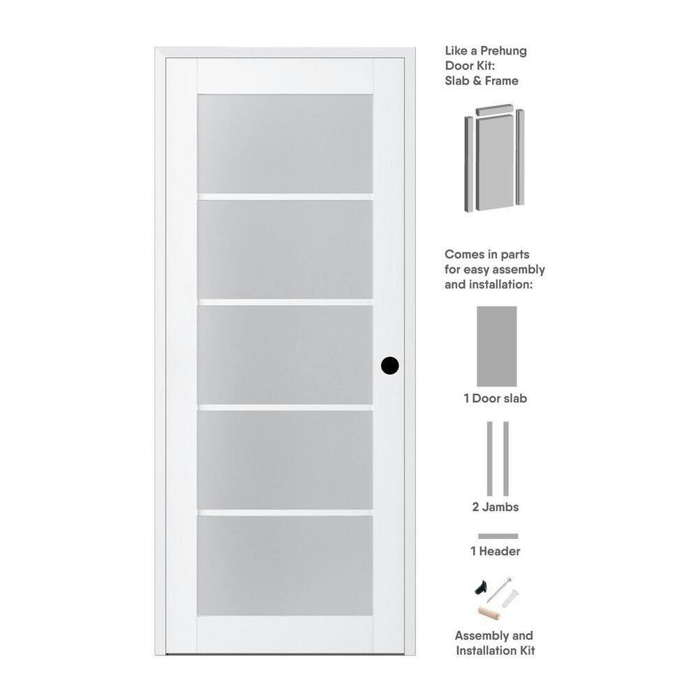 Paola 36" x 84" Left-Hand 5-Lite Frosted Glass Solid Core Prehung Interior Door: $1,018 Paola 36" x 84" Left-Hand 5-Lite Frosted Glass Solid Core Prehung Interior Door: $1,018