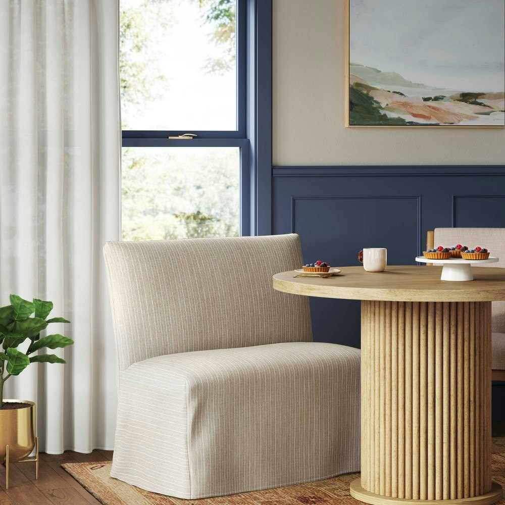Threshold 38-Inch Cameron Dining Banquette Pinstripe Linen Slipcover: $230 Threshold 38-Inch Cameron Dining Banquette Pinstripe Linen Slipcover: $230