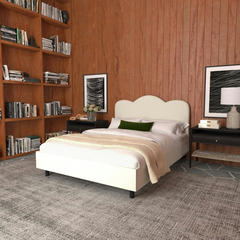 Threshold Lizzie Queen Size Upholstered Scallop Platform Bed: $1,100 Threshold Lizzie Queen Size Upholstered Scallop Platform Bed: $1,100