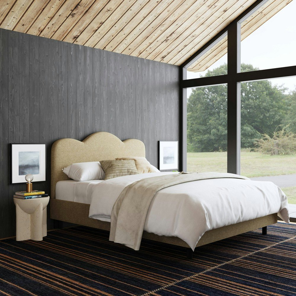 Threshold Lizzie Queen Upholstered Scallop Platform Bed: $1,100 Threshold Lizzie Queen Upholstered Scallop Platform Bed: $1,100
