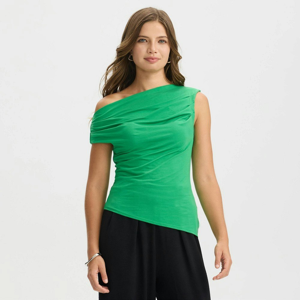 A New Day Women's Ruched Asymmetrical Top: $25 A New Day Women's Ruched Asymmetrical Top: $25