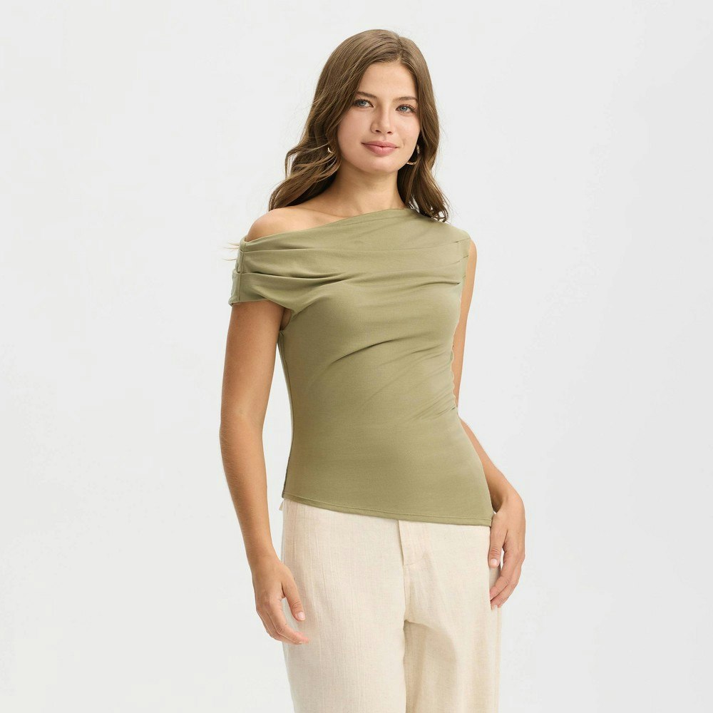 A New Day Women's Ruched Asymmetrical Top: $25 A New Day Women's Ruched Asymmetrical Top: $25