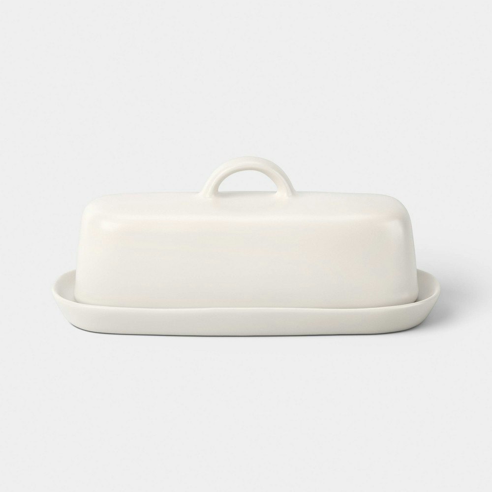 Threshold Aralia White Ceramic Butter Dish: $10 Threshold Aralia White Ceramic Butter Dish: $10