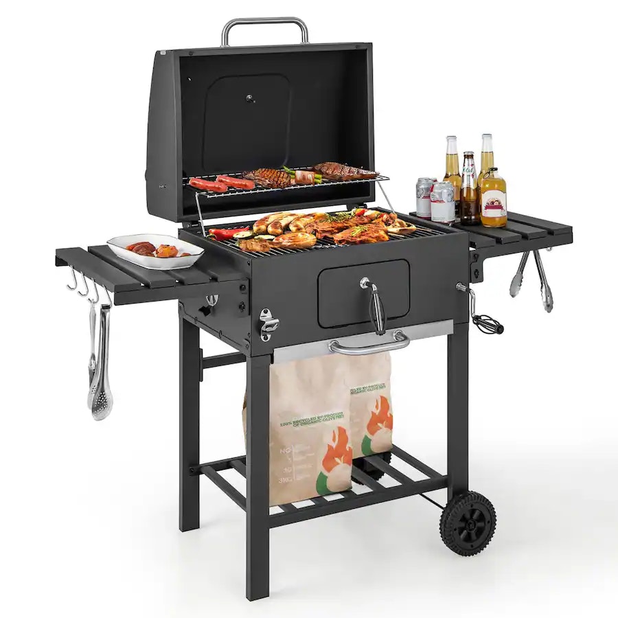 Costway 391 sq. in. Foldable Side Table Outdoor Charcoal Grill: $190
