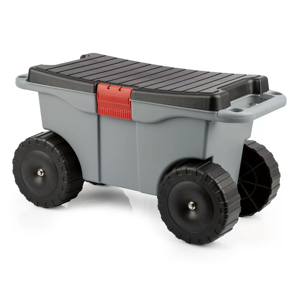 Pure Garden Grey Rolling Garden Storage Cart w/ Seat: $25 Pure Garden Grey Rolling Garden Storage Cart w/ Seat: $25