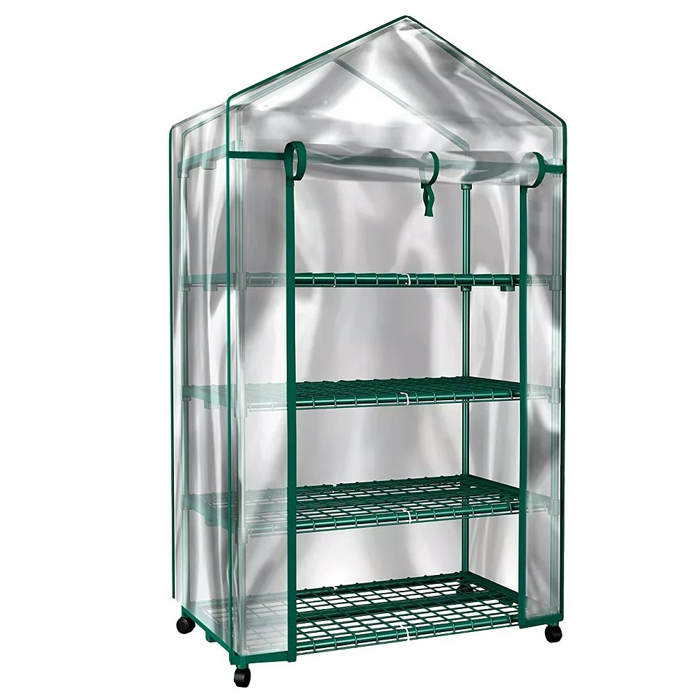Home Complete 4-Tier Mini Greenhouse w/ Locking Wheels & Cover: $41