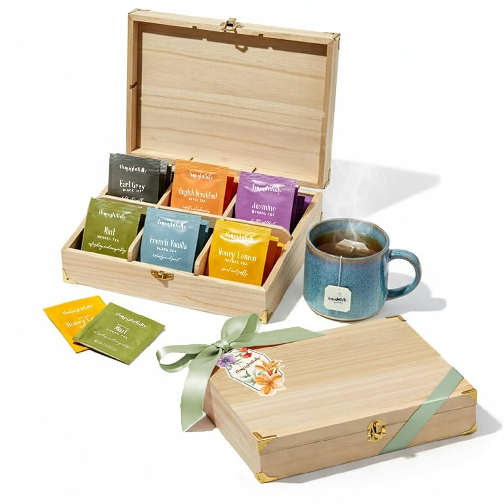 Thoughtfully Wooden Tea Box Gift Set: $30