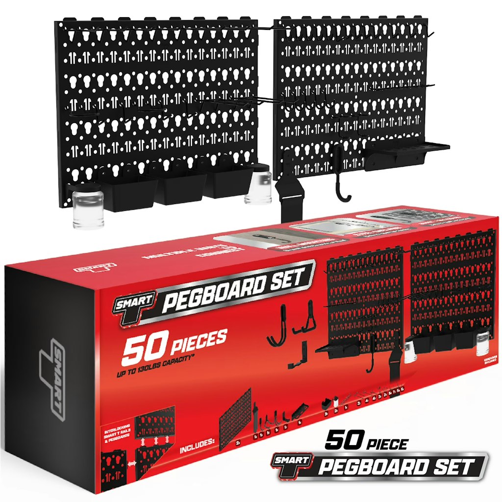 Smart T 50-Piece Pegboard Set: $28, 30-Piece Rail Set for $26