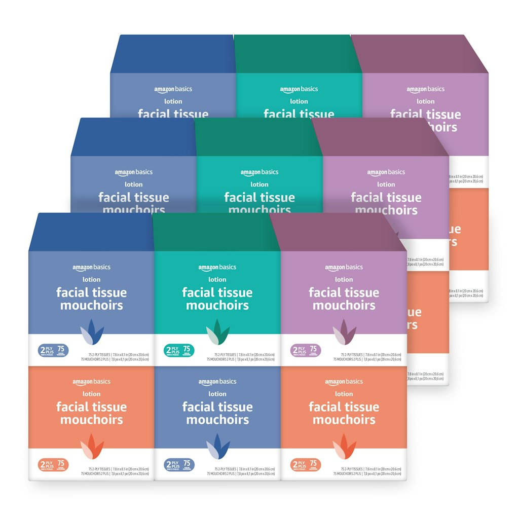 Amazon Basics 1,350-Count 2-Ply Facial Tissues w/ Lotion: $16 w/ Subscribe & Save