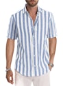 Men's Striped Button-Up Short Sleeve Dress Shirt for $15 + free shipping w/ Prime