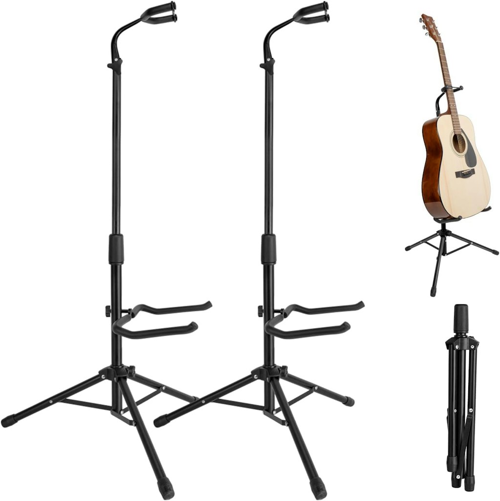 New Bee 2-Pack Adjustable Foldable Guitar Stand: $21