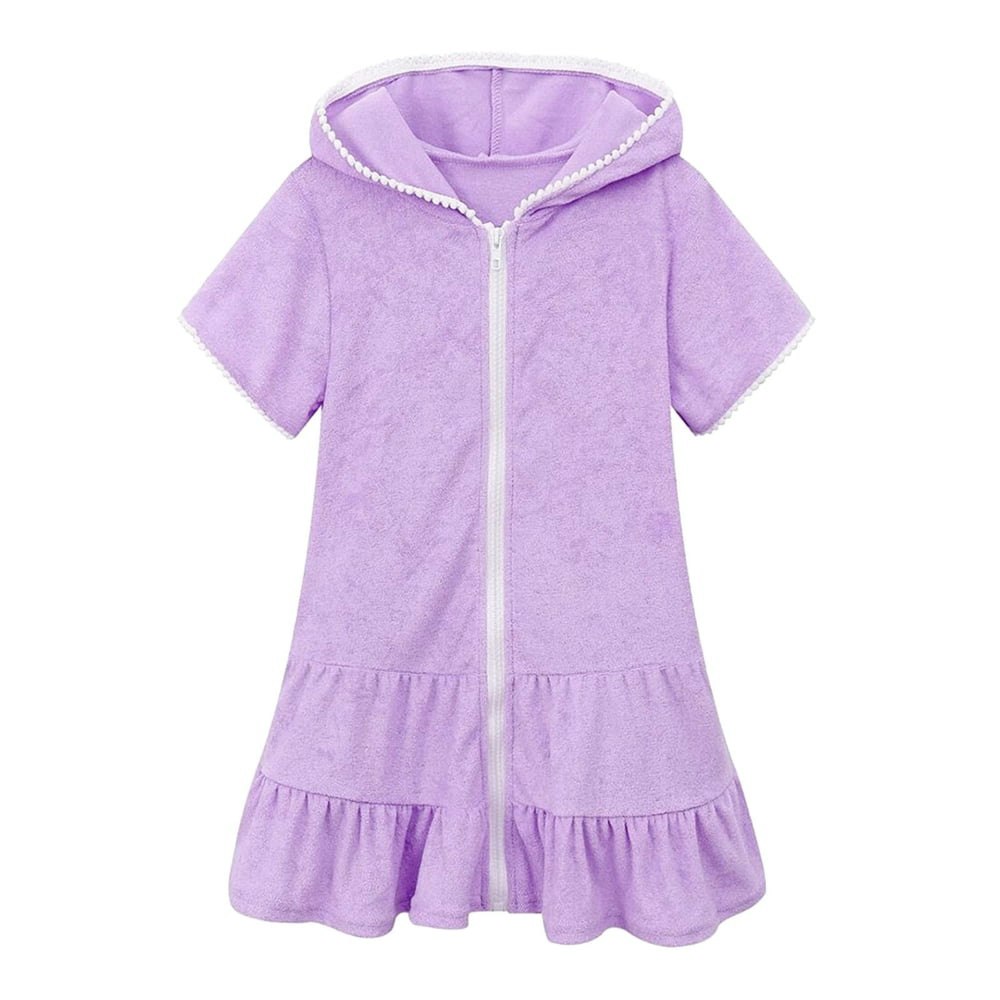 Odeerbi Girls Hooded Zip-Up Beach Swim Cover Up: $7.88