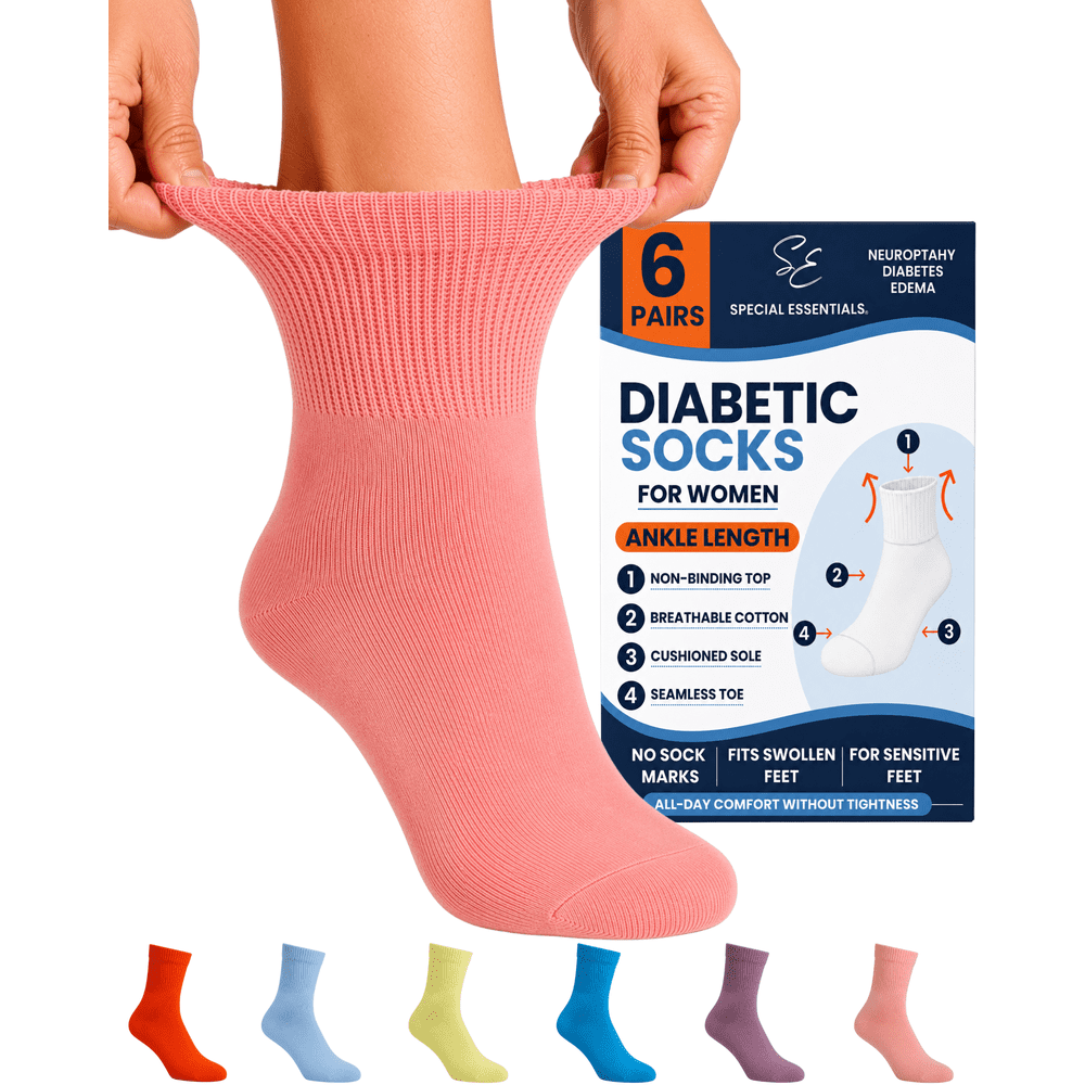 Special Essentials Women's Non-Binding Diabetic Ankle Socks 6-Pack: $18.95