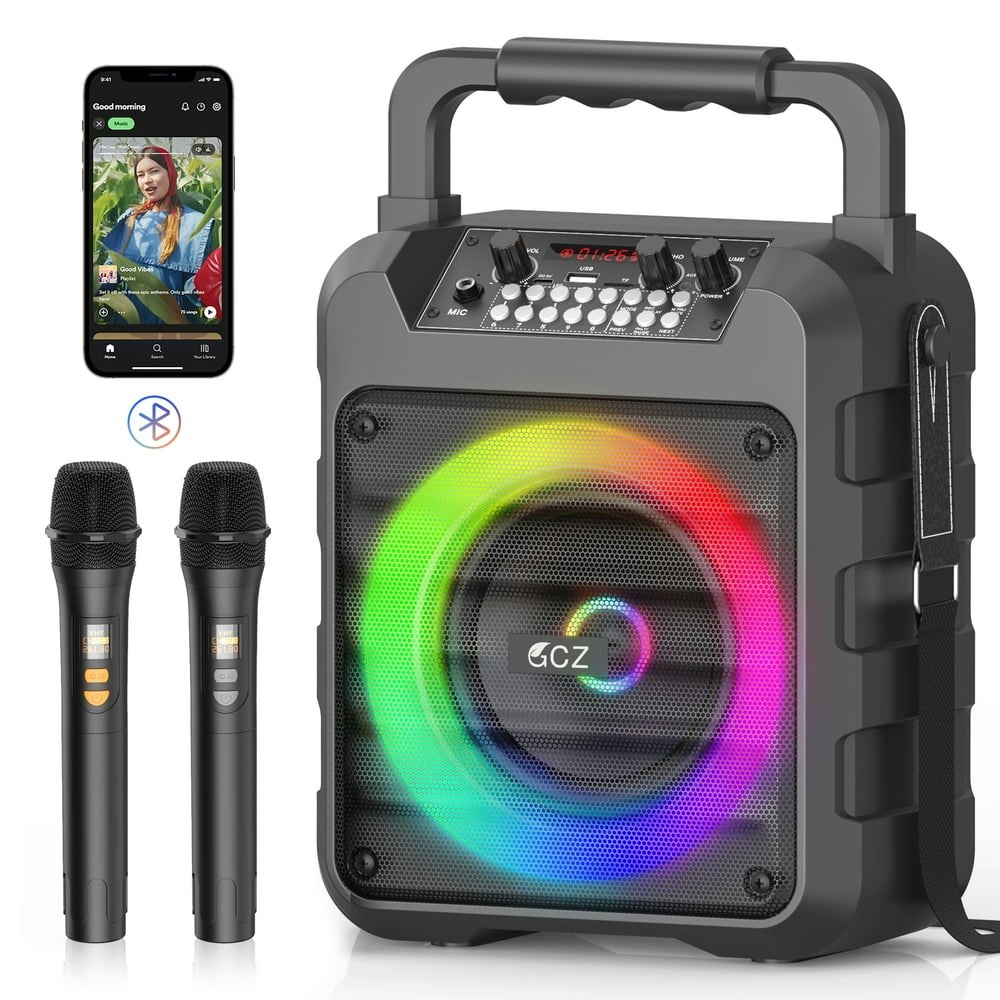 Portable Karaoke Machine with 2 Wireless Microphones and 30W Speaker: $49.89 Portable Karaoke Machine with 2 Wireless Microphones and 30W Speaker: $49.89
