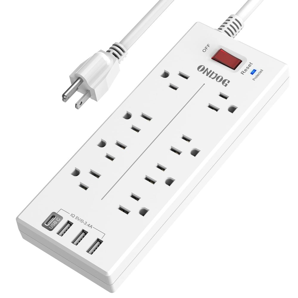 Ondog 8-Outlet 4-USB 6-Foot Power Strip Surge Protector: $12.99 Ondog 8-Outlet 4-USB 6-Foot Power Strip Surge Protector: $12.99