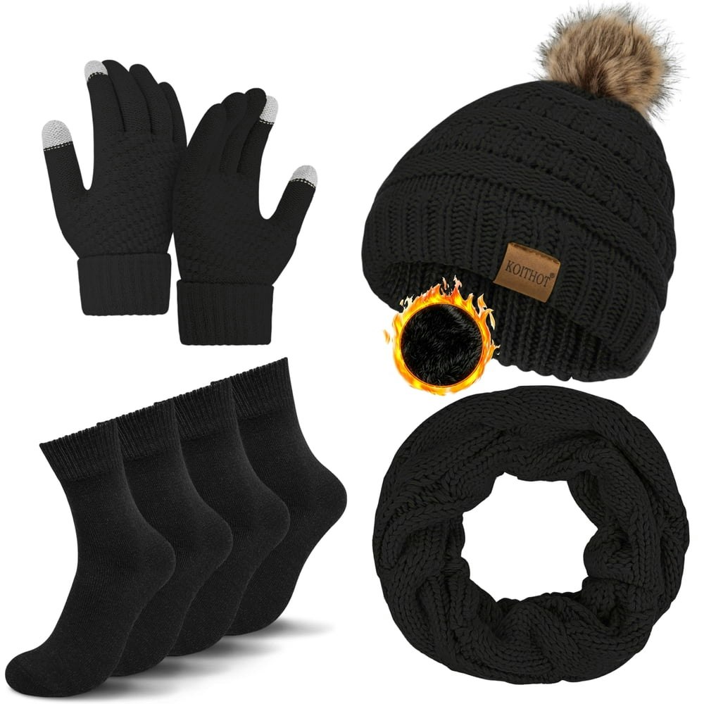 Koithot Women's Winter Beanie, Glove, and Scarf 5-Piece Set: $17.99 Koithot Women's Winter Beanie, Glove, and Scarf 5-Piece Set: $17.99