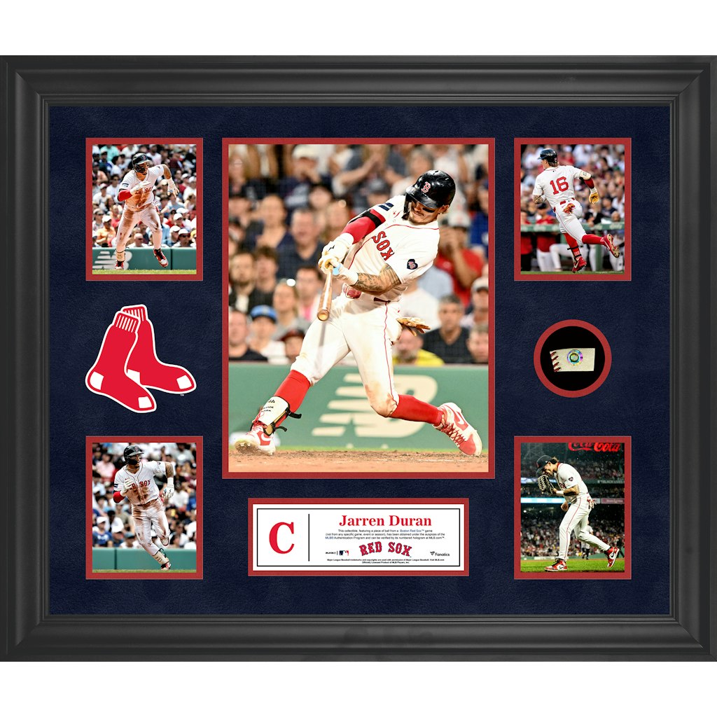 Jarren Duran Boston Red Sox Framed 5-Photo Collage with Game-Used Ball Piece: $129.99 Jarren Duran Boston Red Sox Framed 5-Photo Collage with Game-Used Ball Piece: $129.99