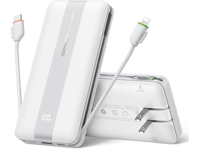 10,500mAh 22.5W Portable Power Bank with Built-in Cables and Wall Plug: $51.98