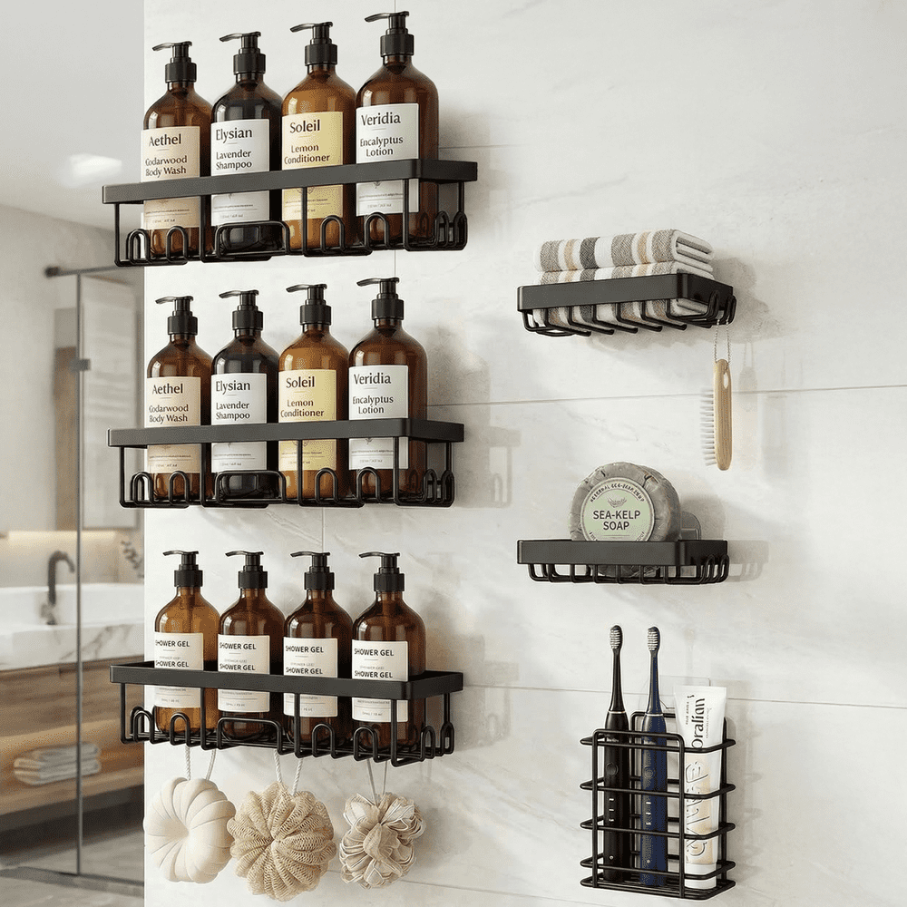 Metal Wall Mount Adhesive Shower Caddy 6-Pack: $27.08 Metal Wall Mount Adhesive Shower Caddy 6-Pack: $27.08