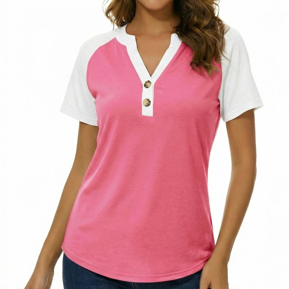 Gingprous Women's Short Sleeve Henley Shirt: $12.99