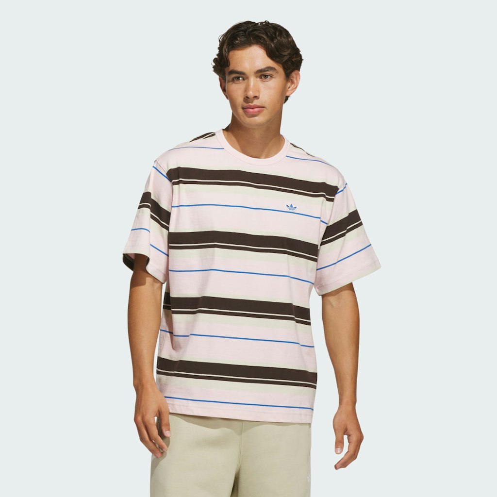 Adidas Originals Summer Glow Striped Crew Neck Tee: $40