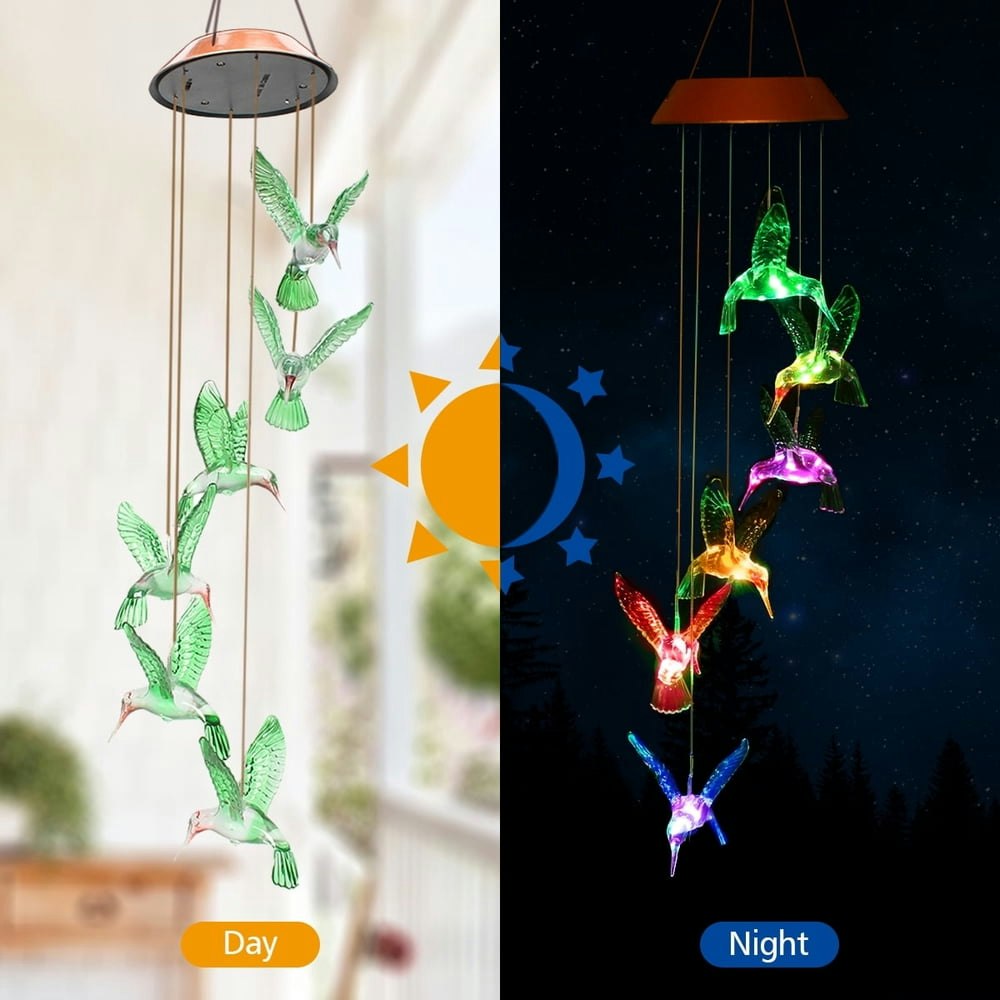 Bshapplus Solar Hummingbird LED Wind Chimes: $9.99