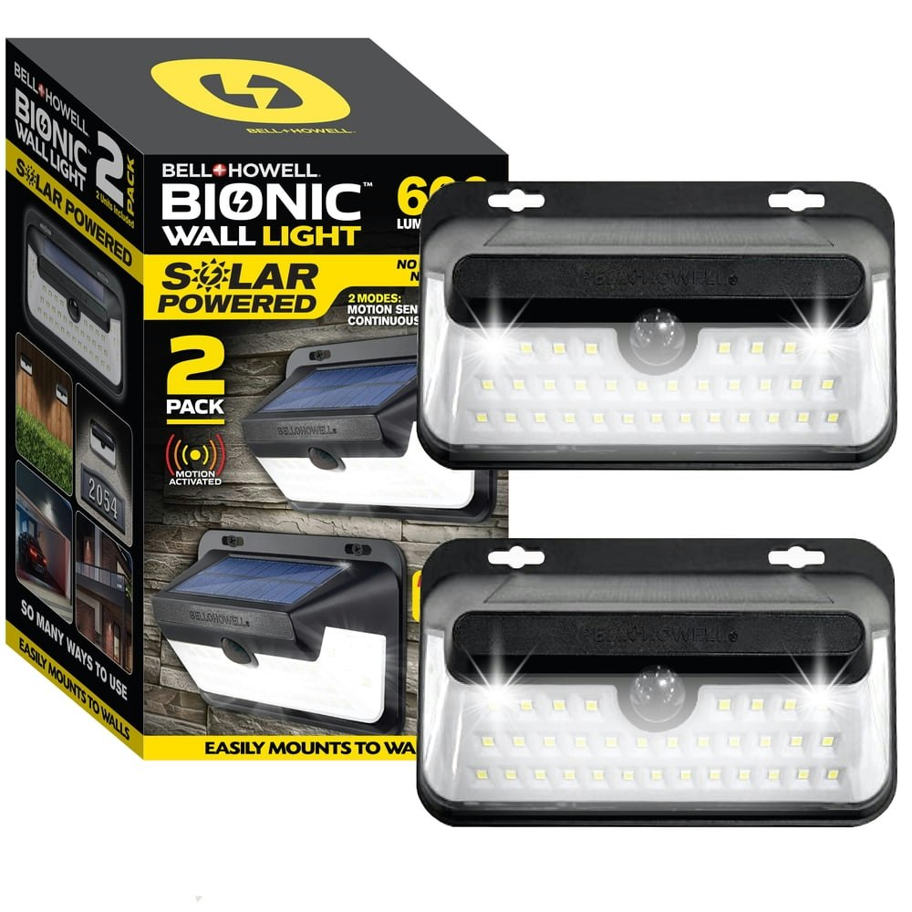 Bell + Howell Bionic Solar-Powered Motion Sensor LED Wall Light 2-Pack: $29.96