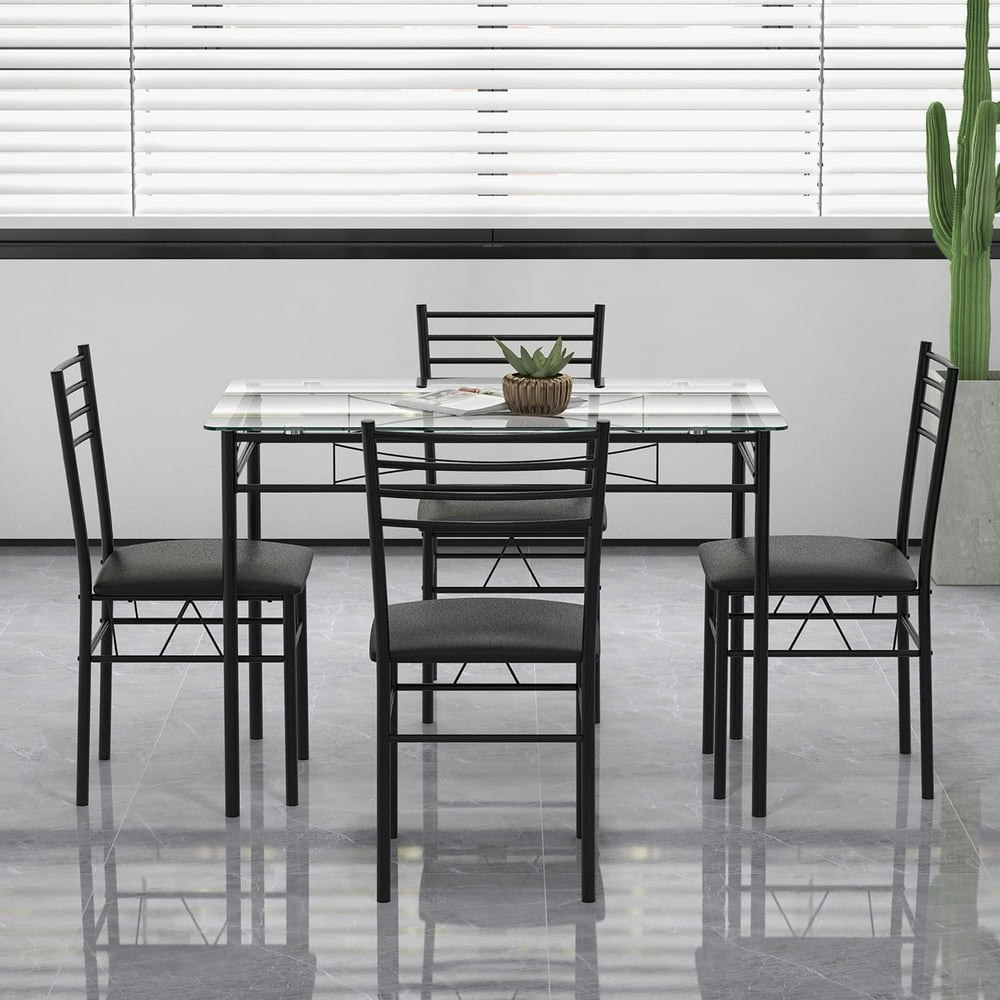Gymax 5-Piece Glass Top Dining Set: $143.99 Gymax 5-Piece Glass Top Dining Set: $143.99
