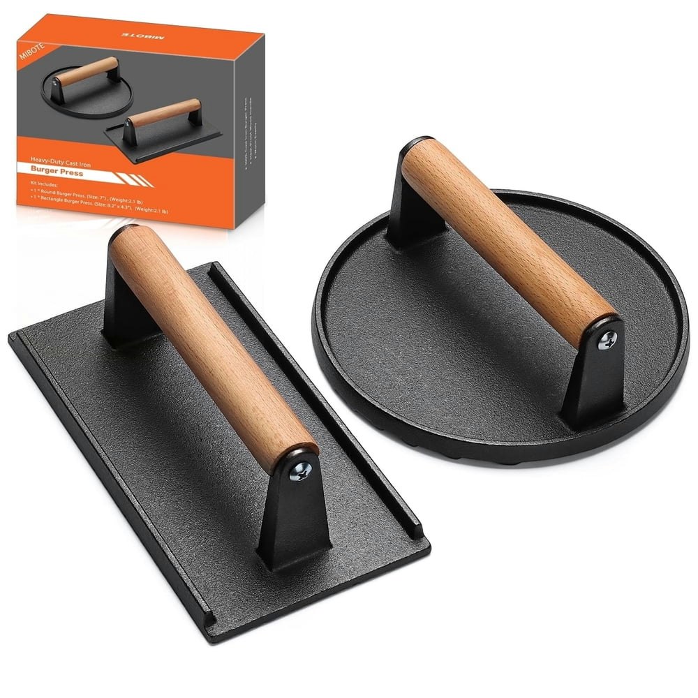 Mibote 2-Piece Cast Iron Burger and Bacon Press: $19.99