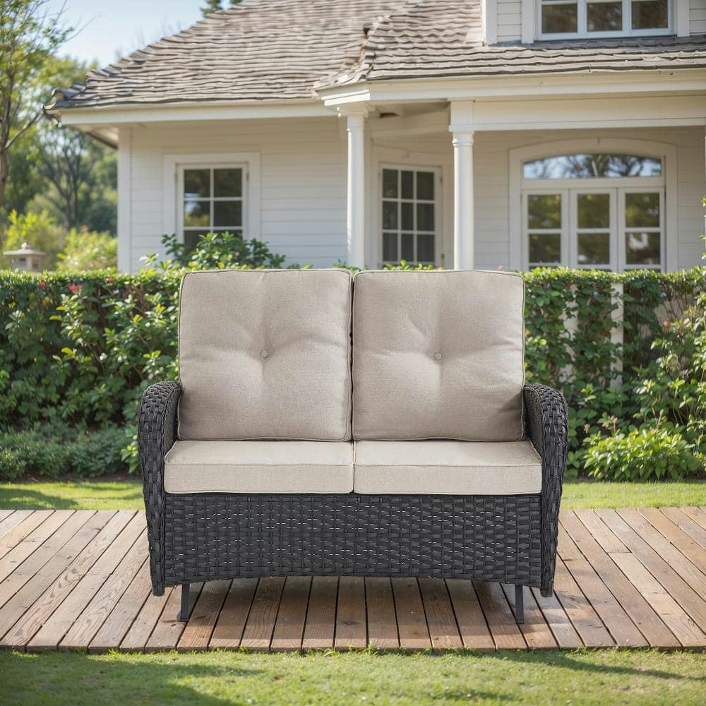 Rotavia 50-inch 2-Person Wicker Patio Glider Bench and Ottoman 3-Piece Set: $427.49 Rotavia 50-inch 2-Person Wicker Patio Glider Bench and Ottoman 3-Piece Set: $427.49