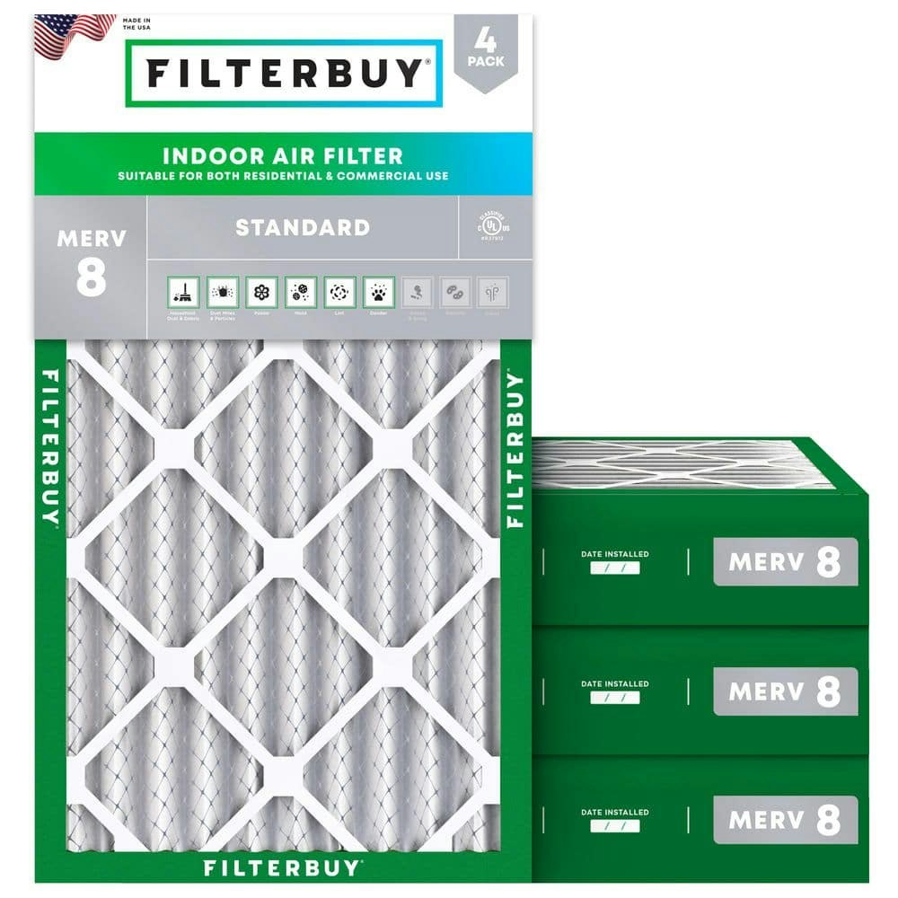 8\" x 16\" x 4\" MERV 8 Pleated HVAC Air Filter 4-Pack: $84.96