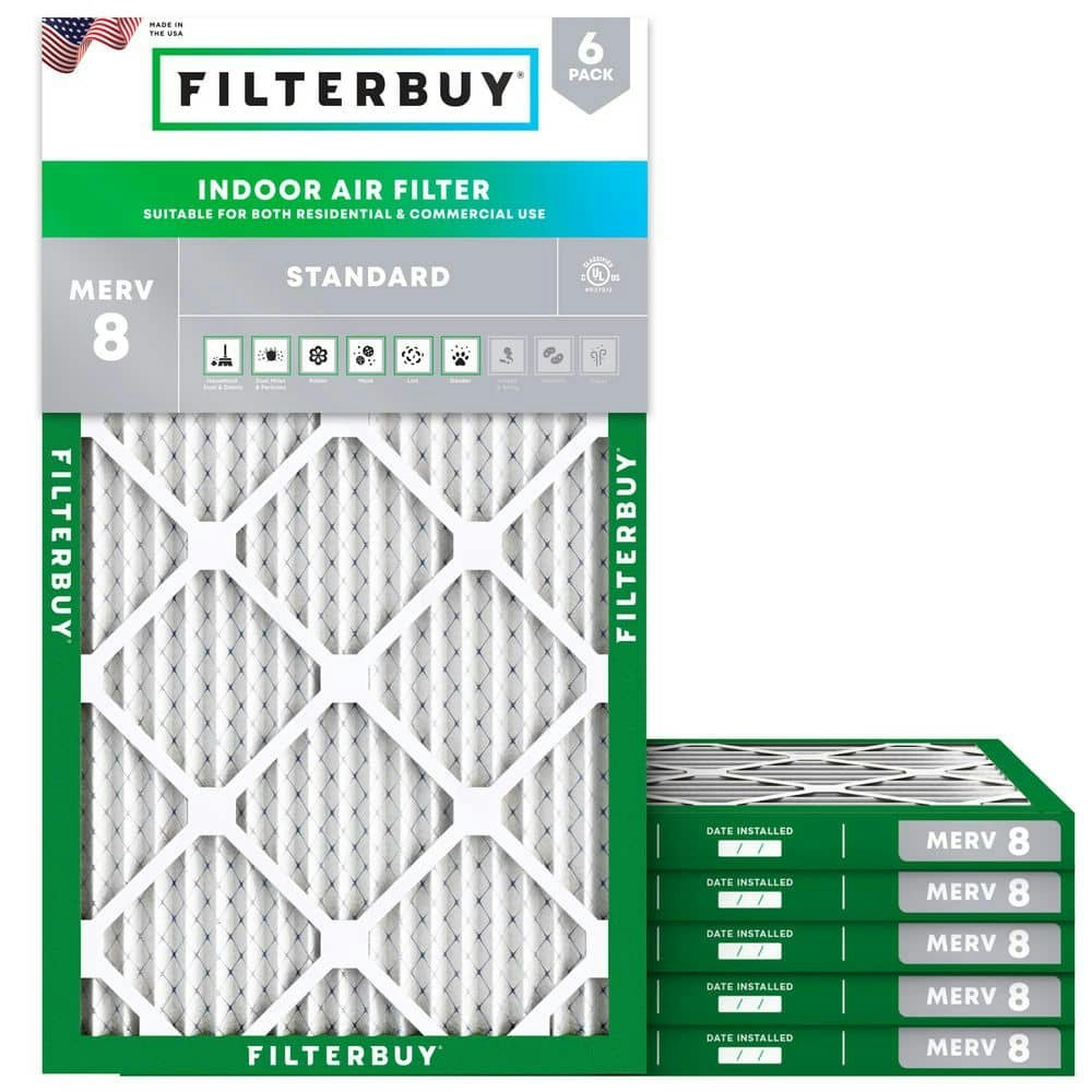 11.25" x 23.25" x 1" MERV 8 Pleated HVAC Furnace Air Filter 6-Pack: $70.98