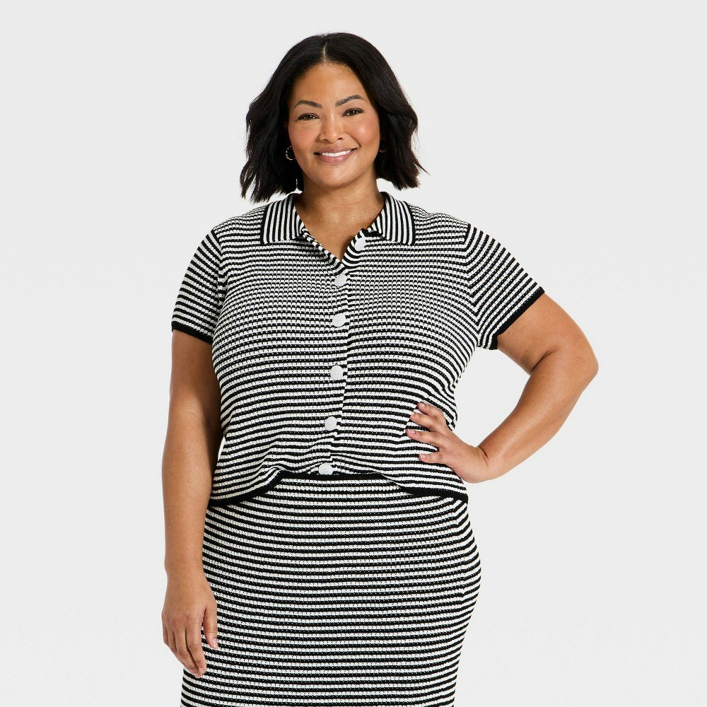 A New Day Women's Short Sleeve Button-Up Sweater Top: $30 A New Day Women's Short Sleeve Button-Up Sweater Top: $30