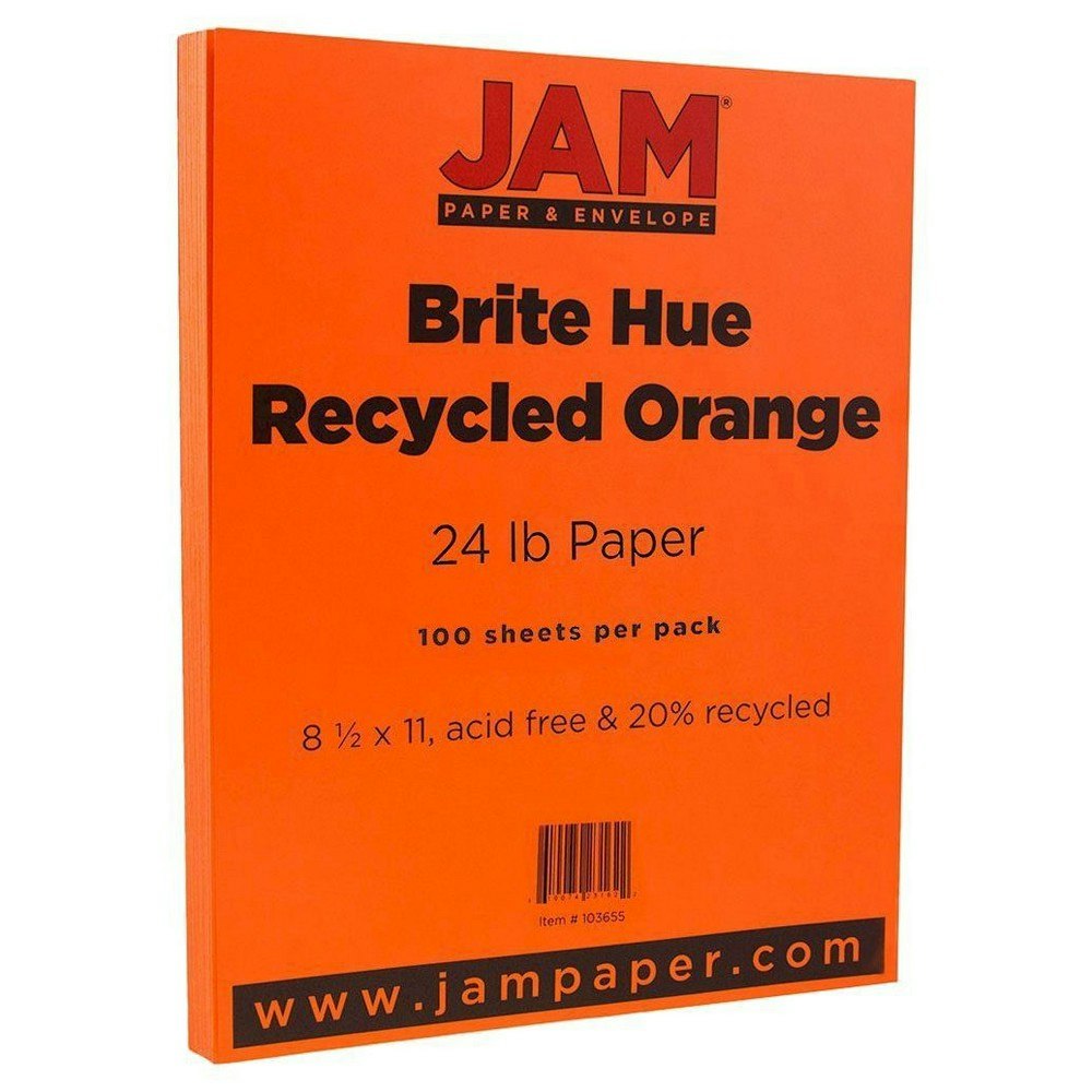 Jam Paper Brite Hue 24lb Orange Printer Paper 100-Pack: $14.99