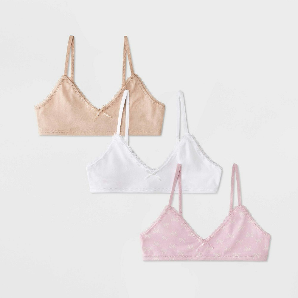 Cat & Jack Girls' Lace Trim Cotton Starter Bra 3-Pack: $10 Cat & Jack Girls' Lace Trim Cotton Starter Bra 3-Pack: $10
