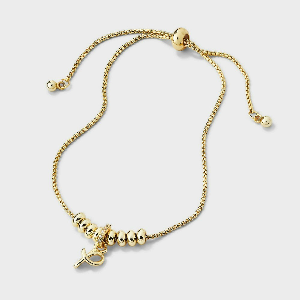 14k Gold-Dipped Letter P Initial Bolo Bracelet: $10 14k Gold-Dipped Letter P Initial Bolo Bracelet: $10